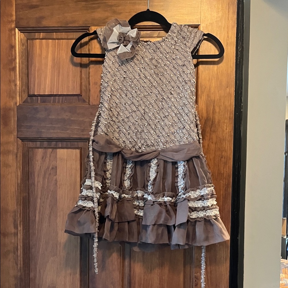 Isobella & Chloe Brown Dress with Ruffles